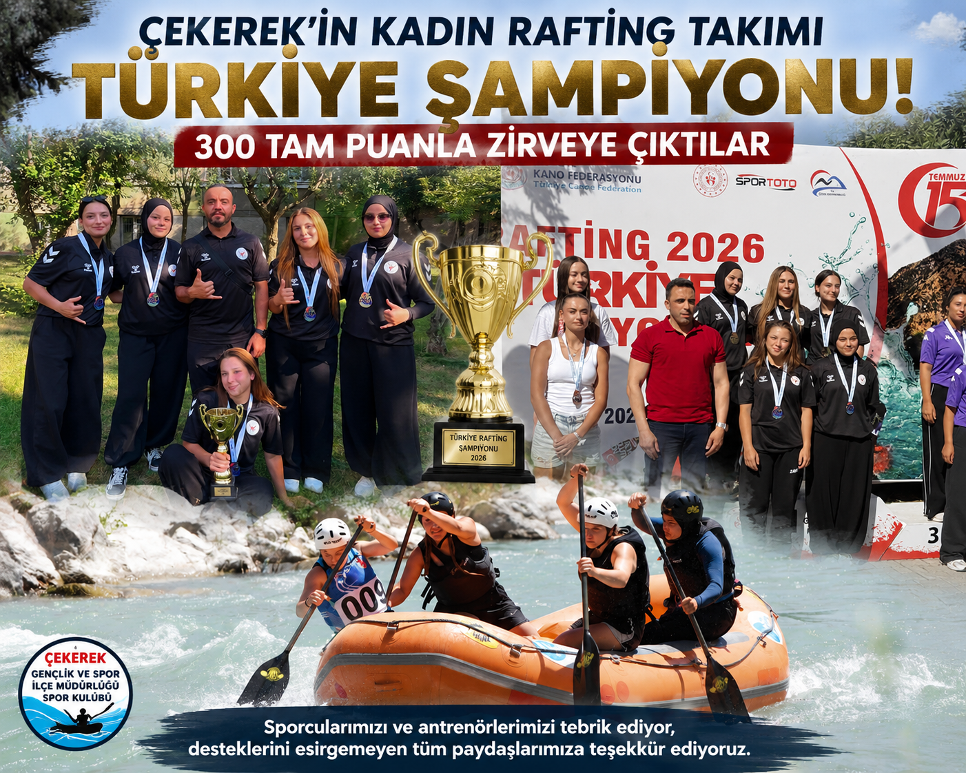 Çekerek'in Rafting Takımı Türkiye Şampiyonu Oldu! Van'da Zirveye Adını Yazdırdı