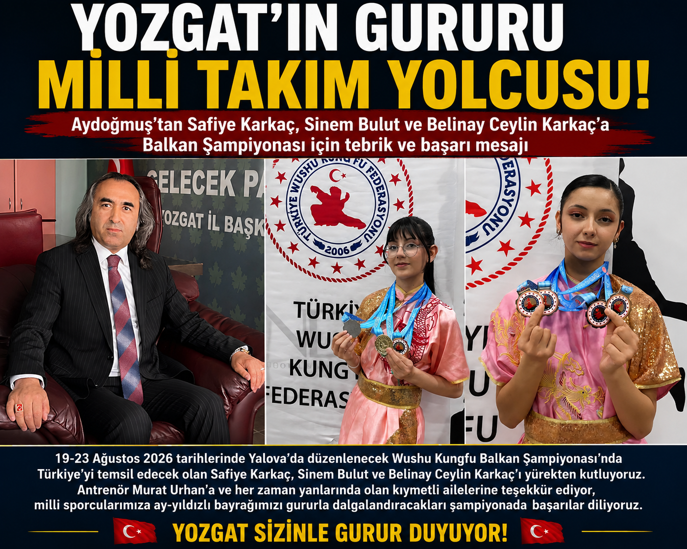 Aydoğmuş'tan Balkan Şampiyonası'na Giden Yozgatlı Milli Sporculara Destek