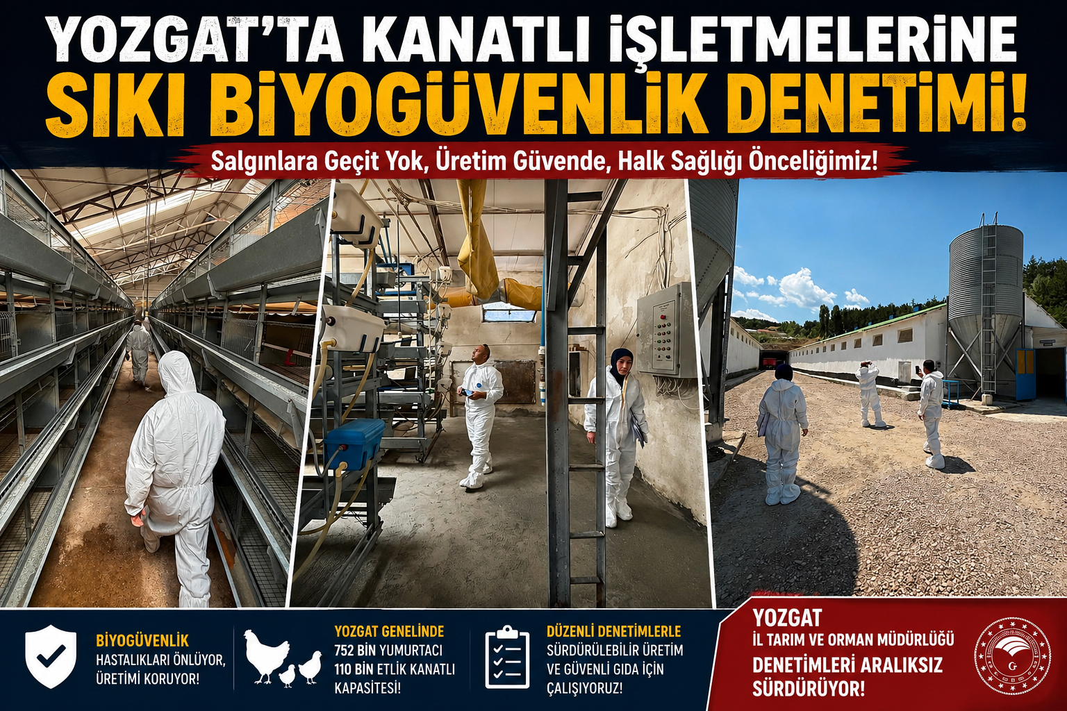 Yozgat'ta Kanatlı İşletmelerine Sıkı Biyogüvenlik Denetimi