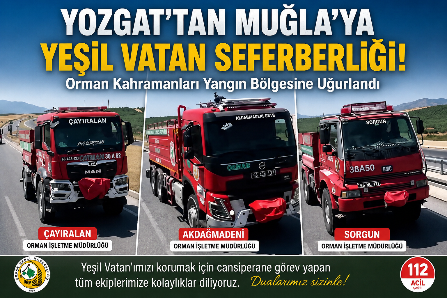 Yozgat’tan Muğla’ya Yeşil Vatan Seferberliği!