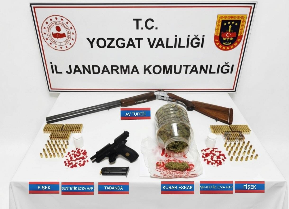 Yerköy’de Dev Narkotik Operasyonu: Esrar, Sentetik Hap ve Ruhsatsız Silahlar Ele Geçirildi
