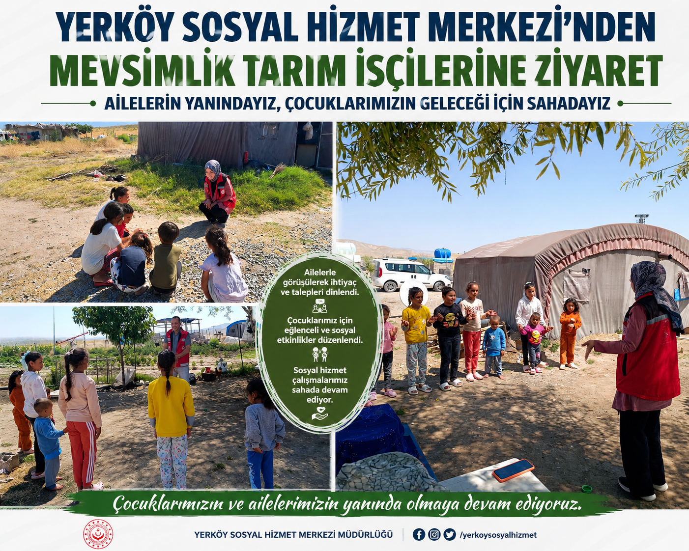 Yerköy’de Mevsimlik Tarım İşçilerine Sosyal Hizmet Desteği