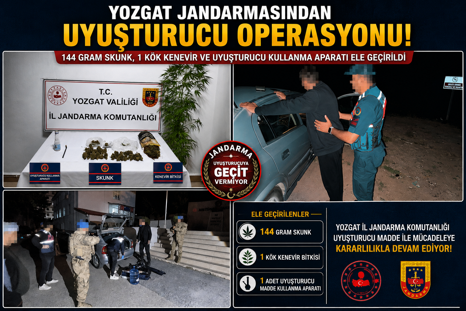 Yozgat’ta Jandarmadan Uyuşturucu Operasyonu