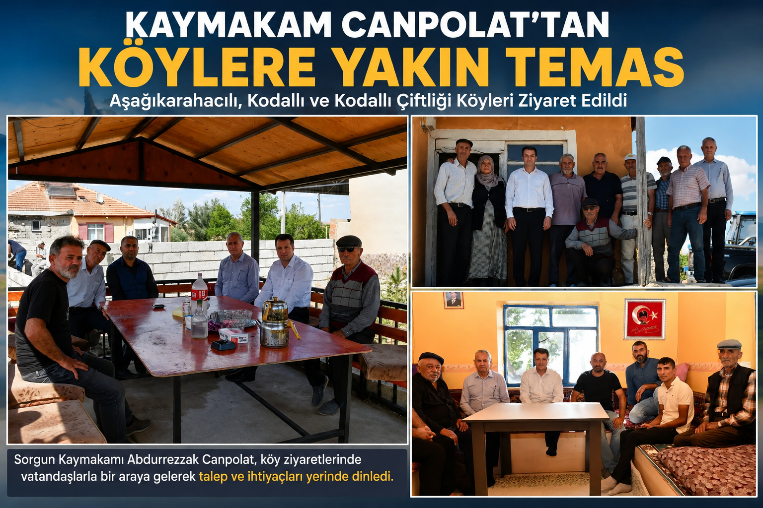 Sorgun Kaymakamı Canpolat’tan Köylerde Yerinde İnceleme ve İstişare