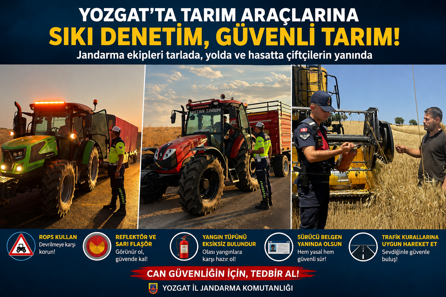 Jandarma Sorgun’da Tarım Araçlarını Denetledi
