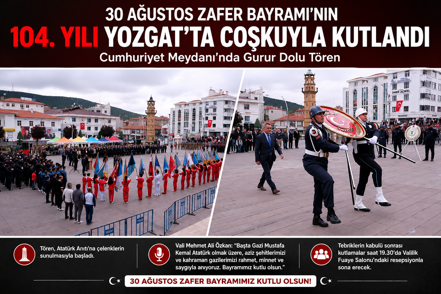 Yozgat’ta 30 Ağustos Zafer Bayramı Coşkusu! Cumhuriyet Meydanı’nda Gurur Dolu Tören