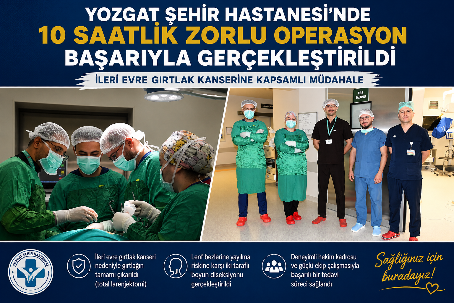 Yozgat’ta İleri Evre Gırtlak Kanserine 10 Saatlik Cerrahi Müdahale